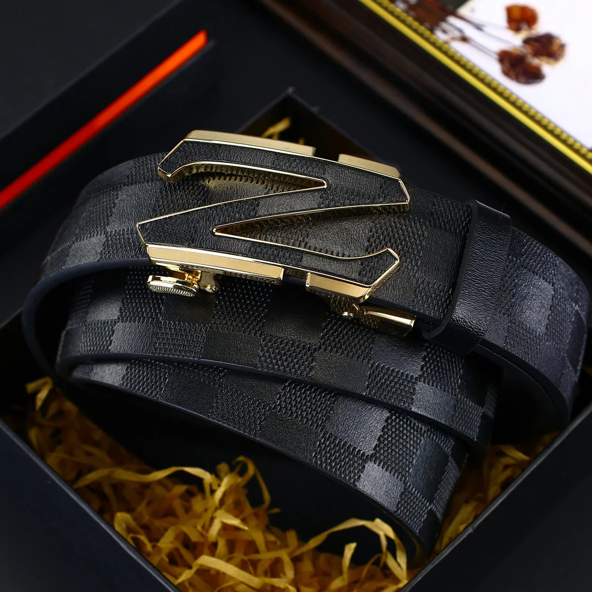 Men's Fashion Plaid Buckle Waist Belt Casual Business Party Accessory Daily Matched Elegant Belt Birthday Gift