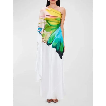 New Women's Elegant Ball Long Dress Summer Fashion Flower Print Loose Outing Vacation Casual Dress