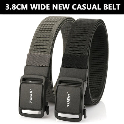 TUSHI New 3.8cm Tactical Belt for Men 1200D Thick Nylon Casual Belt Alloy Automatic Buckle Tactical outdoor Elastic Belt Male