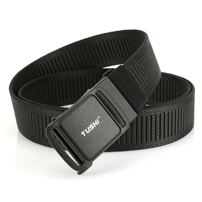 TUSHI New 3.8cm Tactical Belt for Men 1200D Thick Nylon Casual Belt Alloy Automatic Buckle Tactical outdoor Elastic Belt Male