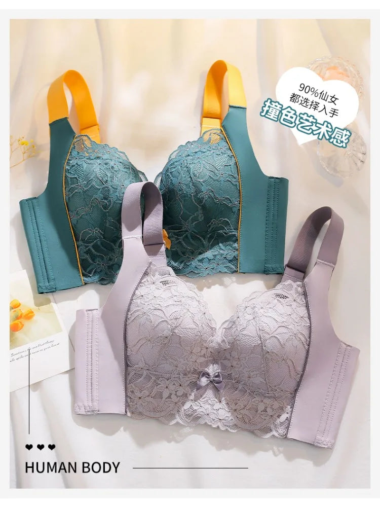 American Retro Push Up Bra Thin Thick Bottom Enhancer Latex Adjustable Straps, Sexy Non Magnetic Security Small Chest Lingerie