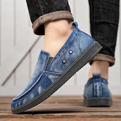 New Shoes for Men Classic Denim Canvas Shoes Slip on Comfortable Driving Shoes Men's Loafers Casual Walking Flats Zapatos Hombre
