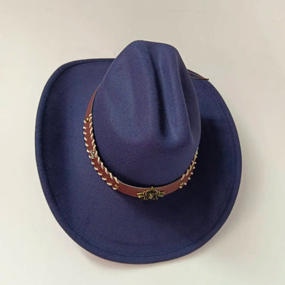 Cowboy hat cow head accessories cowboy hat monochrome felt hat men and women big brim outdoor hat knight hat