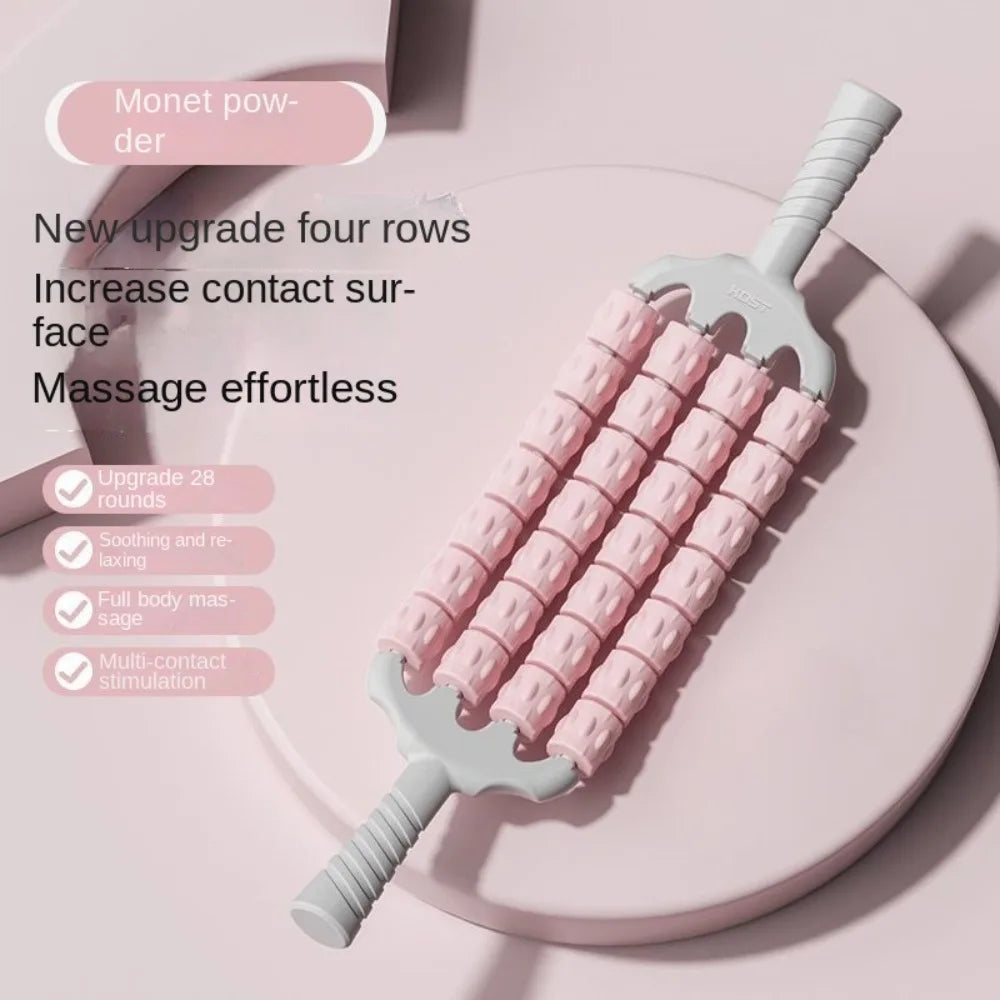 Curved Flexible Muscle Massage Rolle Sensory Training Four Rows Muscle Roller Stick Non Slip Guasha Massager Tool