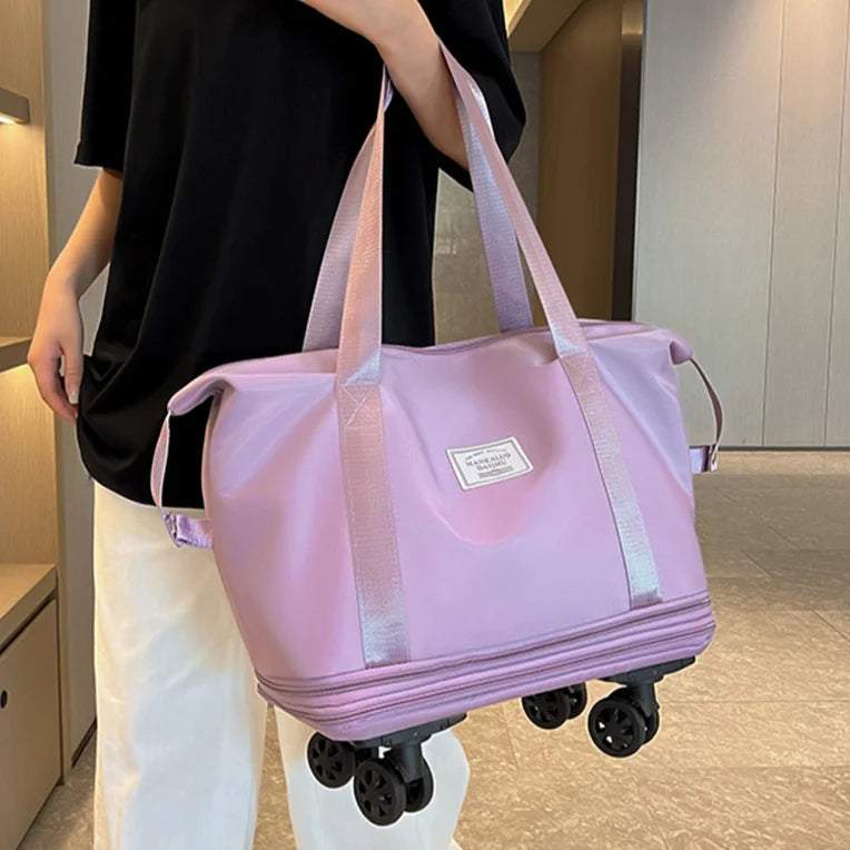 Outdoor Large Capacity Rod Luggage Bags New Oxford Cloth Dry-Wet Separation Expandable Duffle Pack Lightweight Folding Trip Bags