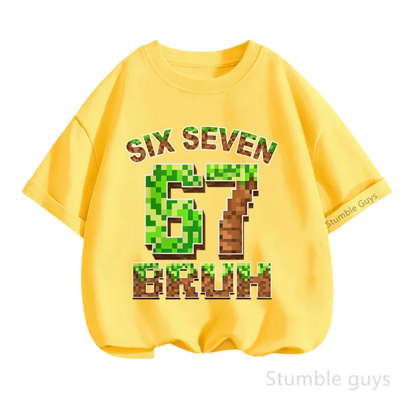 Summer Boys Clothes Girls 67 Print Tshirt Six Seven T-shirt Kids 3-14Y Short Sleeve Casual Tee