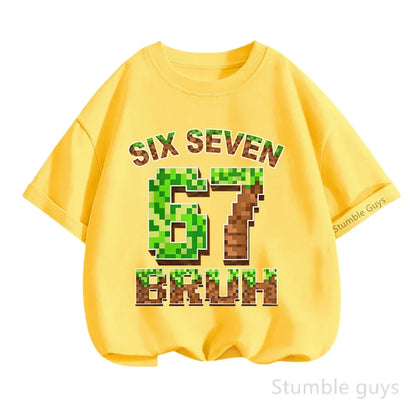 Summer Boys Clothes Girls 67 Print Tshirt Six Seven T-shirt Kids 3-14Y Short Sleeve Casual Tee