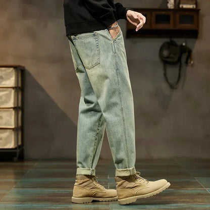 Men's Cotton Jeans Loose Harem Pants Fashion Baggy Casual Outdoor Work Denim Pants Brand Men's Clothing
