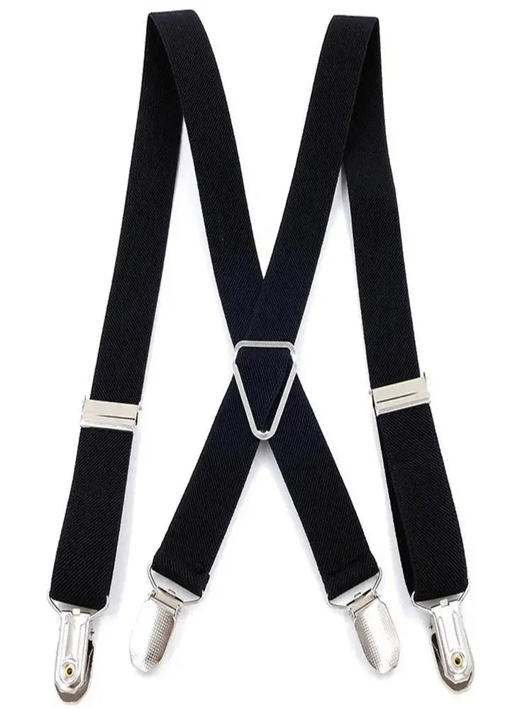 Creative Adjustable Suspenders For Men Women X Back Elastic Pants Braces 2 5CM Width 4 Clip Design Fashion Accessory