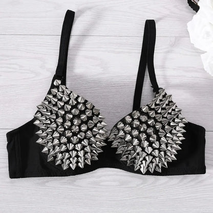 New Sexy Lingerie Underwear Bras for Women Steampunk Spike Studs Bra Top Wireless Bra Fashion Party Club Tops Female Underwear