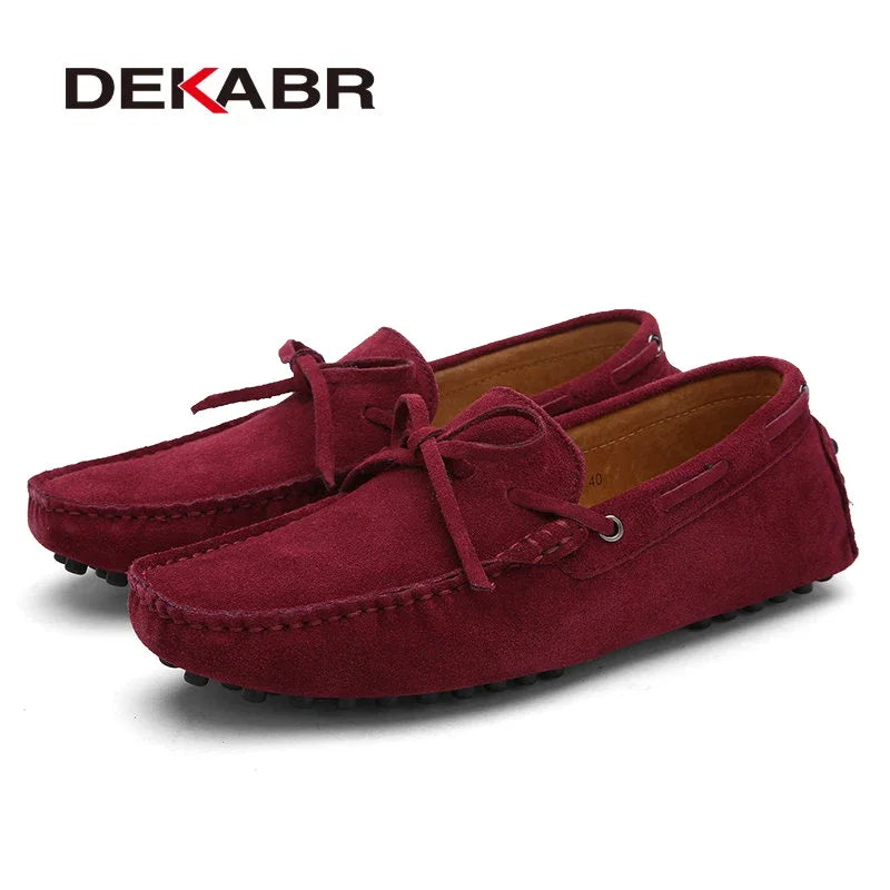 DEKABR Casual Men Genuine Leather Shoes Summer Breathable Green Men's Loafers Leather Shoes Sapato Masculino Zapatos Hombre
