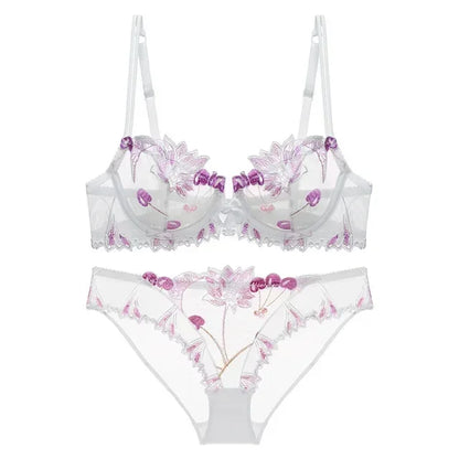 Sexy Pure Desire Lace Bra Set Women French Small Chest Gathering Ultra Thin Underwear Female Romantic Embroidery Intimates Suit