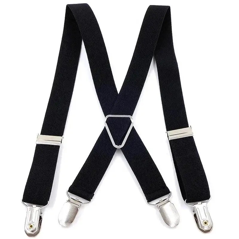 Creative Adjustable Suspenders For Men Women X Back Elastic Pants Braces 2 5CM Width 4 Clip Design Fashion Accessory