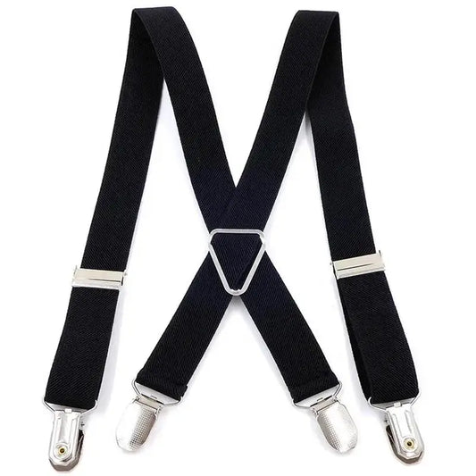 Creative Adjustable Suspenders For Men Women X Back Elastic Pants Braces 2 5CM Width 4 Clip Design Fashion Accessory