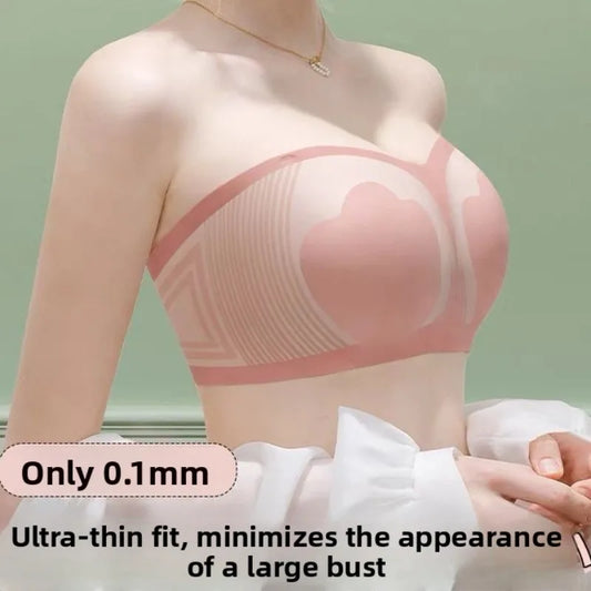 Strapless Minimizer Bra for Large Bust Ultra Thin Full Coverage Wire Free Push Up Anti-Slip Band Anti-Sag Side Support Seamless