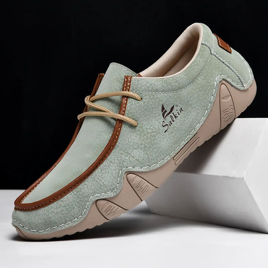 New Autumn Handmade Leather Casual Men Shoes Design Fashion Sneakers Man Loafers Breathable Low Top Flat Shoes Driving