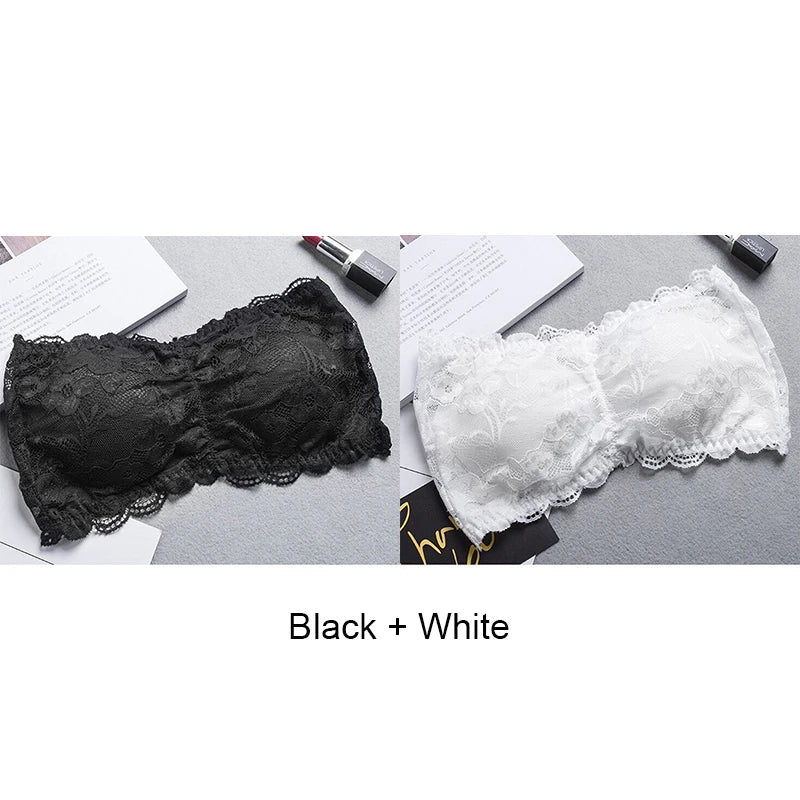 Tube Top Bra Fashion Tube Tops Woman Invisible Bra Push Up Women's Bandeau Top With Cups Lingeries Sexy Hot Tops for Summer Lace