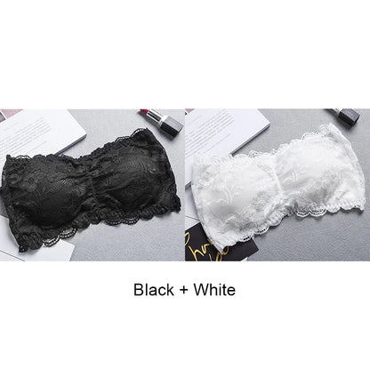 Tube Top Bra Fashion Tube Tops Woman Invisible Bra Push Up Women's Bandeau Top With Cups Lingeries Sexy Hot Tops for Summer Lace