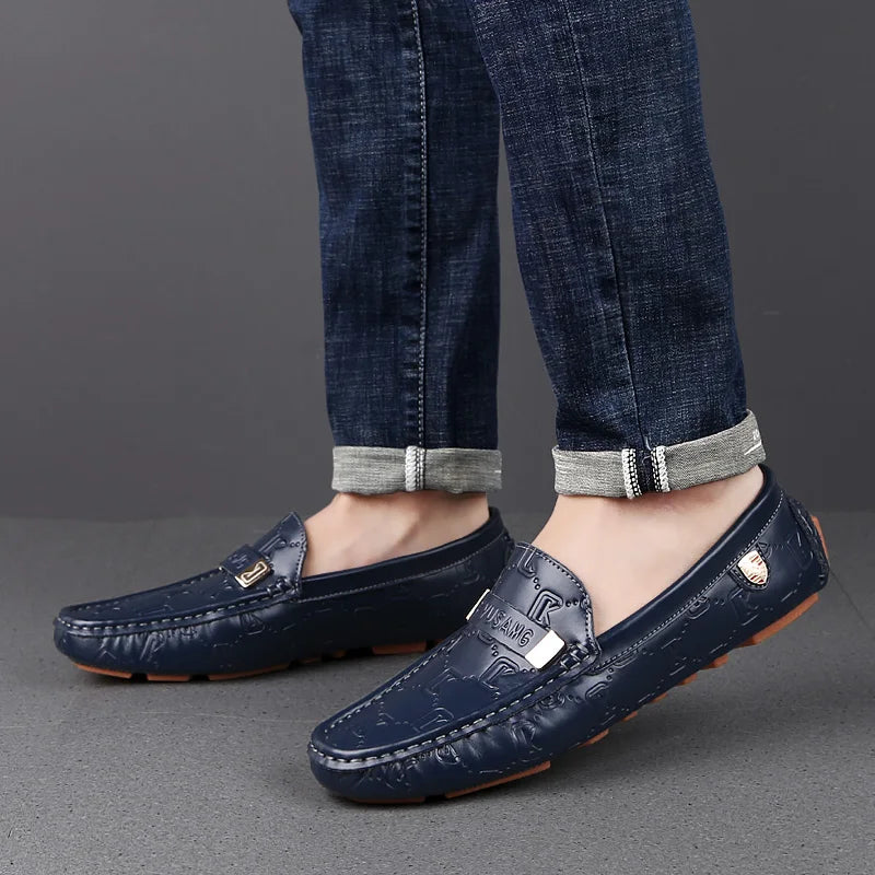 Men High Quality Leather Loafers Men Casual Outdoor Shoes Moccasins Slip on Men Business Shoes Male Driving Shoes Bean Shoes