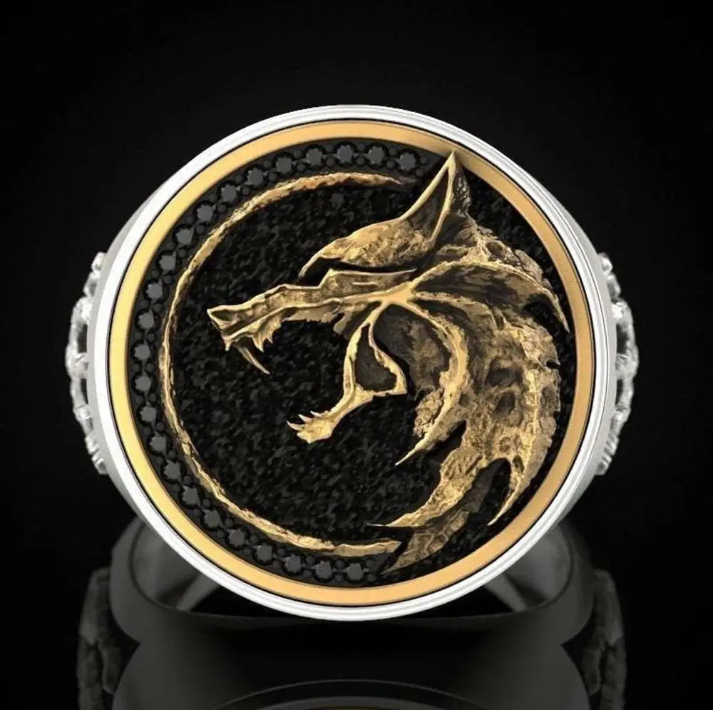 New Wizard Hunter Wolf Claw Rings European American Viking Warrior Retro Stainless Steel Two-color Gold Men's Ring