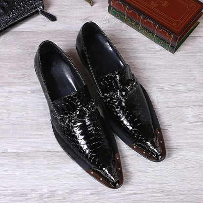 Iron Toe Shoes Men's Real Personality Custom Luxury Office Formal Wedding Original Design Retro Casual Leather Shoes