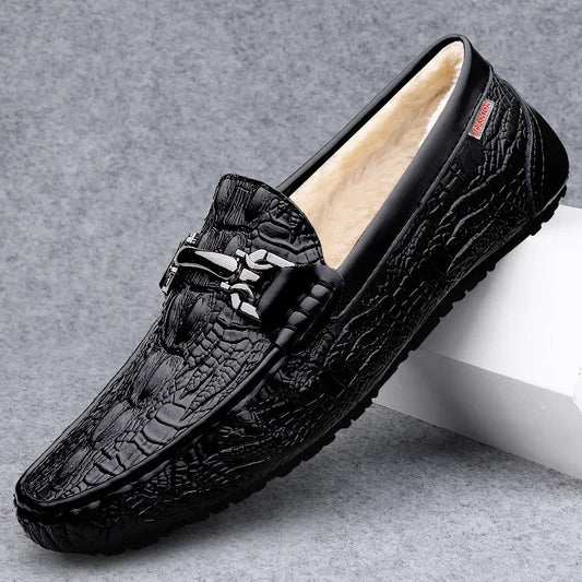 Moccasins plus Size 45 46 47 Business Crocodile Pattern Loafers Men's Real Cow Business Men's Shoes