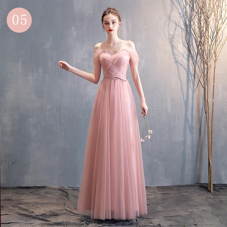 New pink sweat lady girl bridesmaid dress performance prom dress