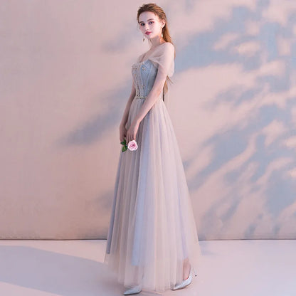 A8139 Dropship Beautiful Banquet Evening Dress Sweet Memory Floor Length Tulle Black Grey Celebrity Birthday Dresses