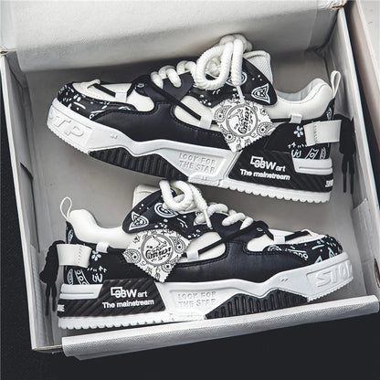 1 Pair of Men's Casual Sneakers, Stylish and Comfortable, Suitable for All Seasons, Geometric Design, Ideal for Outdoor Walking,