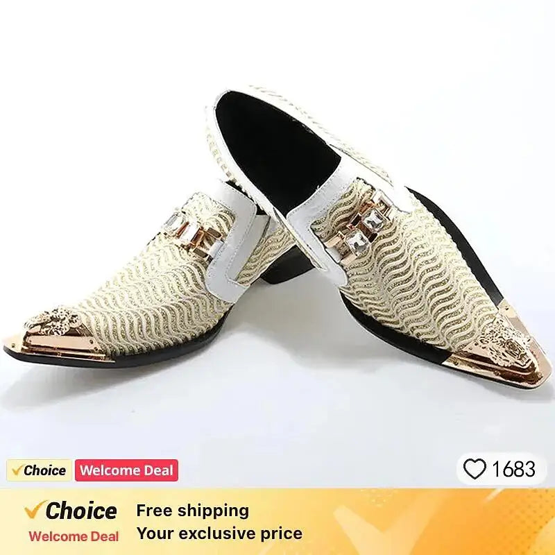 luxury mens shoes Stick diamond red  metal pointed party wedding Dress shoes man
