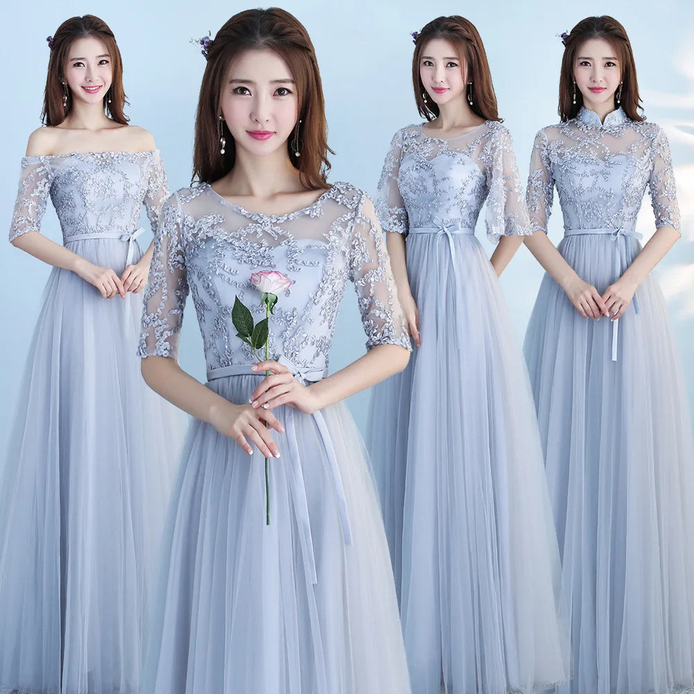 Long Blue Maids Dr Ele A-Line Skirt Wedding Par Fem Friend Gown Bridalmaid Outfit Summer Formal Women's Dr