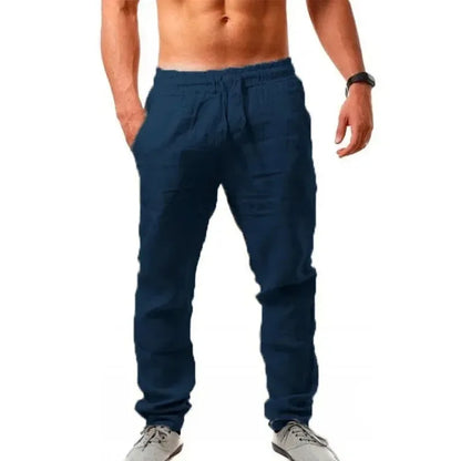 2025 New Straight Casual Cotton Linen Pants Men Wide Leg Lightweight Baggy Cotton Sweatpants Male Walking Jogger Trousers Work