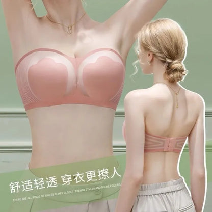 Strapless Minimizer Bra for Large Bust Ultra Thin Full Coverage Wire Free Push Up Anti-Slip Band Anti-Sag Side Support Seamless