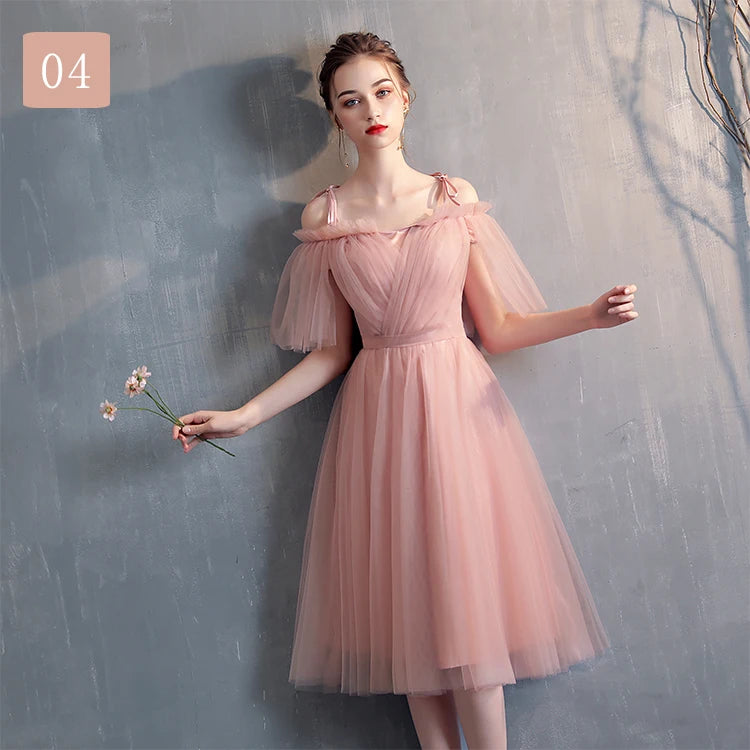 New pink sweat lady girl bridesmaid dress performance prom dress