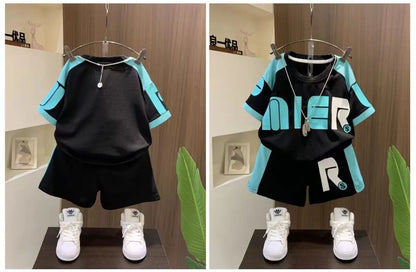 Boys Summer Clothing Children's Fashion Short sleeved Set New Korean Edition Fashionable Boys Summer Thin Casual Two Piece Set