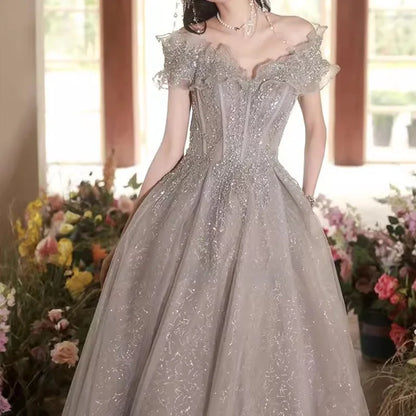 plus Size Evening Gown 2024 Wedding Proposal Art Exam Large Dr Slimming Effect Princ Sle ort Sve Long Dr