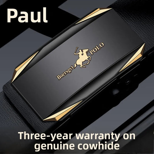Paul Men's Leather Belt Fashionable Casual Automatic Buckle Waist Belt for Middle-aged And Young Men Business Style Belt
