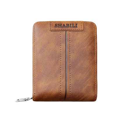 PU Leather Men Short Wallet with Zipper Multiple Card Slots Card Holder Solid Color Large Capacity Business Coin Purses Boy