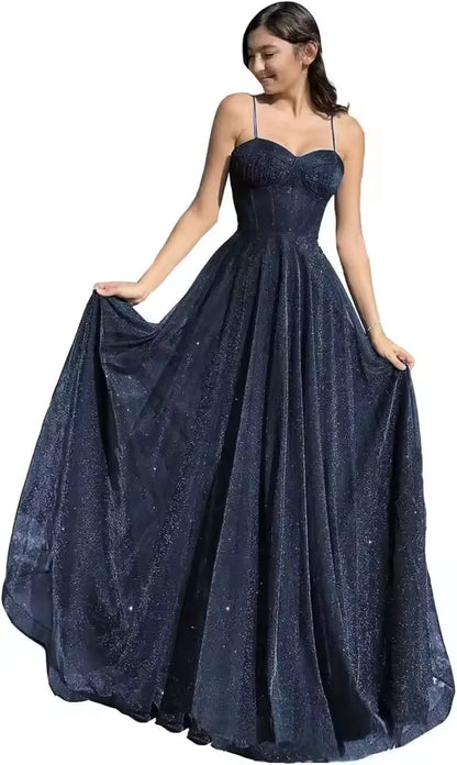 NFYN Purple A-LINE Formal Prom Gown Sequin Sweetheart Women's Evening Dresses Spaghetti Strap Pleat Celebrity Dresses Customized