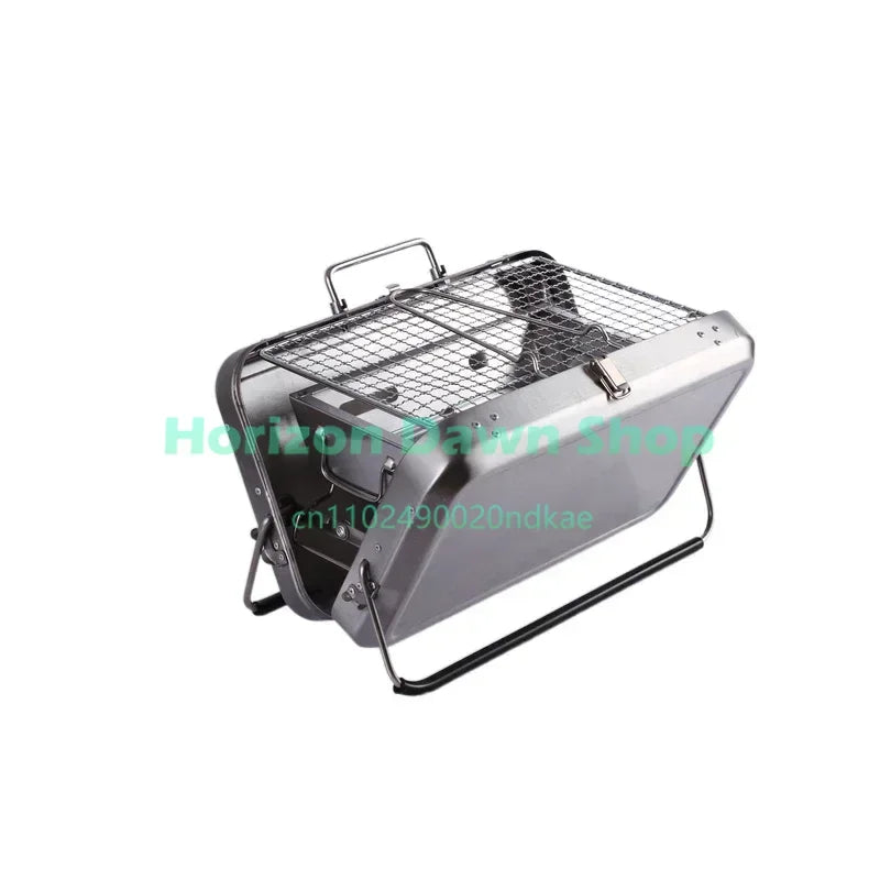 Hot SalesMetal BBQ Briefcase Design Stainless Steel Mini Grill Portable Grills Outdoor Patio BBQ Camping In-Stock