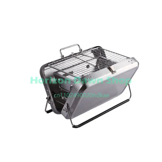 Hot SalesMetal BBQ Briefcase Design Stainless Steel Mini Grill Portable Grills Outdoor Patio BBQ Camping In-Stock