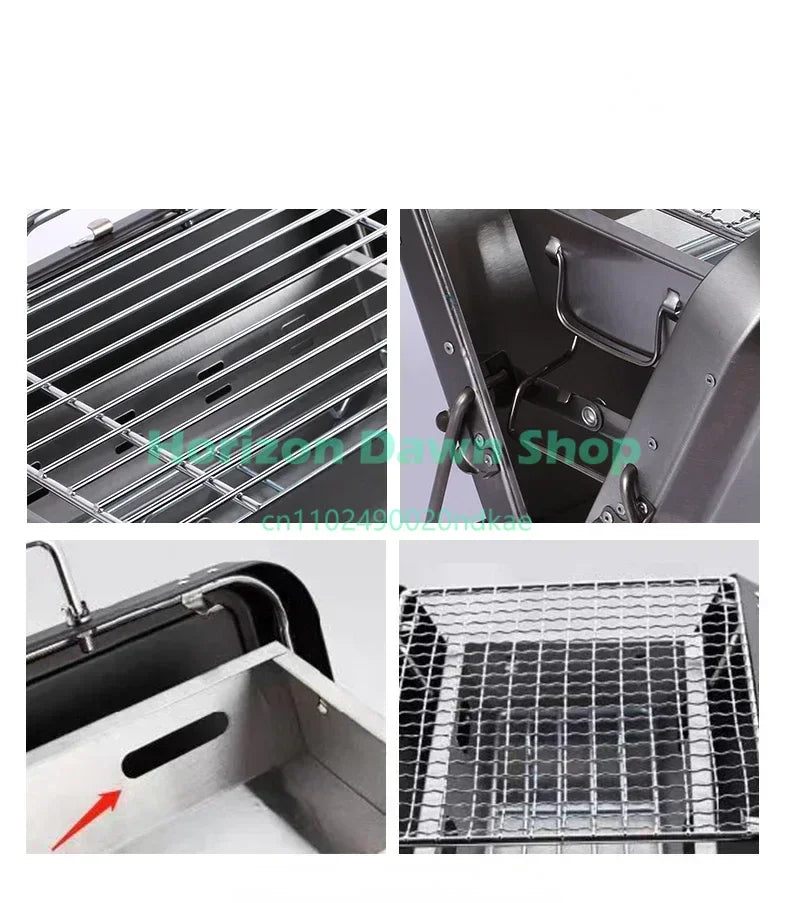 Hot SalesMetal BBQ Briefcase Design Stainless Steel Mini Grill Portable Grills Outdoor Patio BBQ Camping In-Stock
