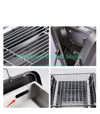 Hot SalesMetal BBQ Briefcase Design Stainless Steel Mini Grill Portable Grills Outdoor Patio BBQ Camping In-Stock
