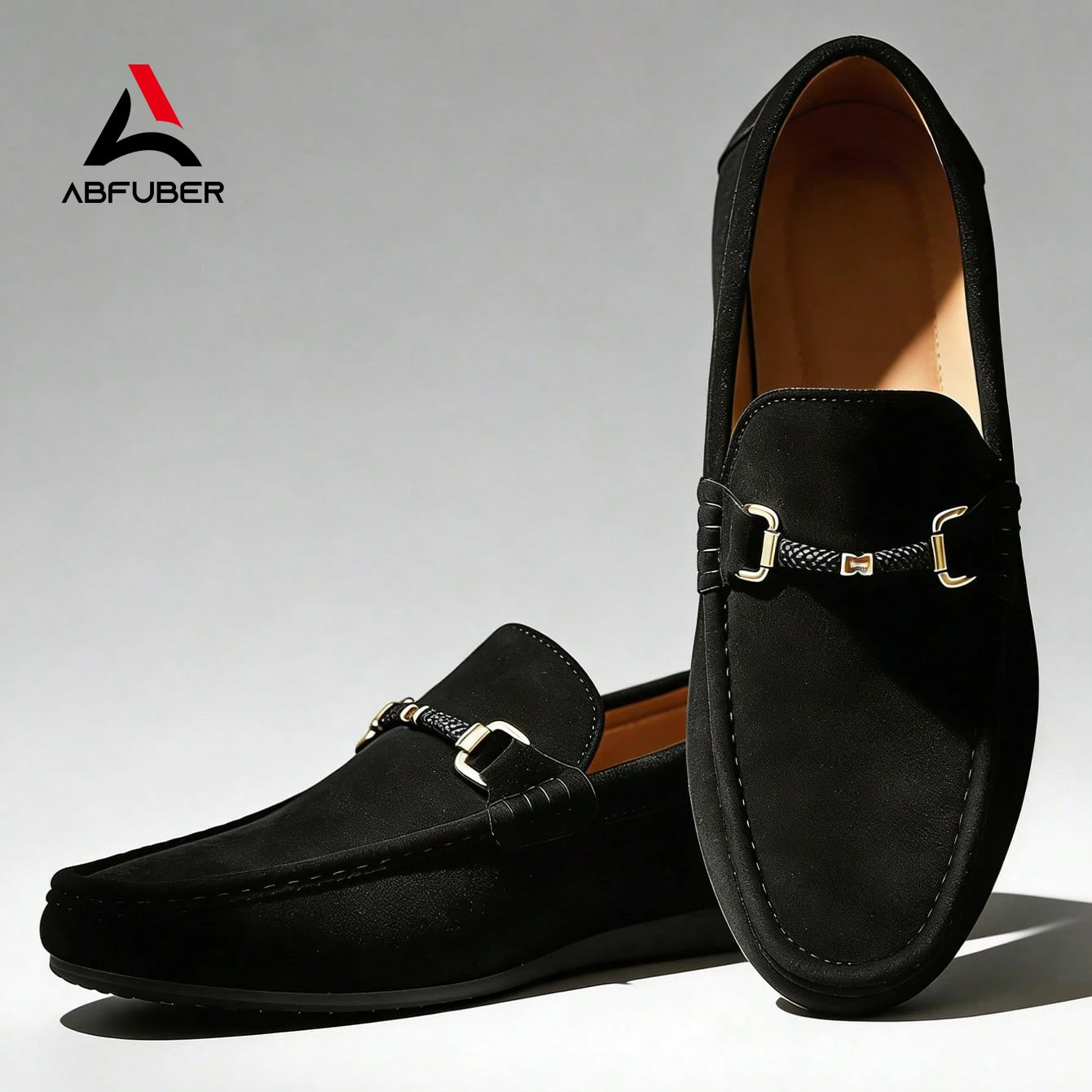 Classic Suede Leather Shoes Men Slip On Loafers Preppy Lightweight Breathable Wallking Driving Shoes Comfort Casual Men Sneakers