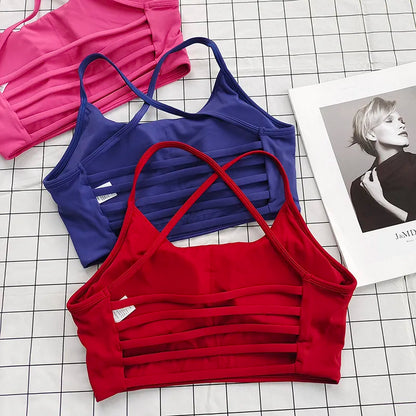 Thin Straps Sexy Racerback Sports Bra for Women - Yoga Running Fitness Gym Training Outdoor Top