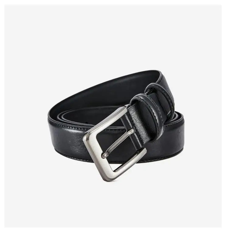 Men's Belt Boys Genuine Leather Belt Pin Buckle Belt Brown Middle-aged Youth Casual Trendy Men's Belt，Ideal for gifting