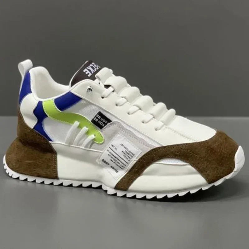 Man Sneakers Summer Mesh Moccasins Lace-up Leather Sports Four Seasons Casual Running Shoes Men's Comfortable Forrest Gump Shoe