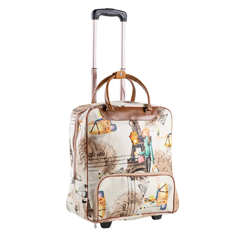 Fashion Women Travel Luggage Trolley Bag on Wheels Suitcase Business Boarding bag Travel Rolling Suitcase Bags