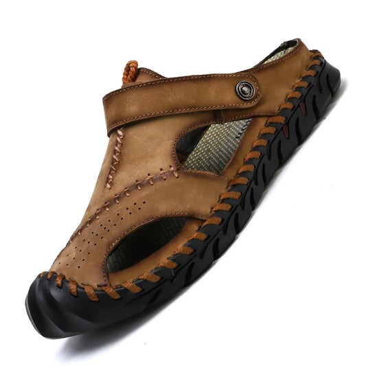 2023 Sandals Summer Men Leather  Classic Men Shoes Slippers Soft Sandals Men Roman Comfortable Outdoor Walking Footwear