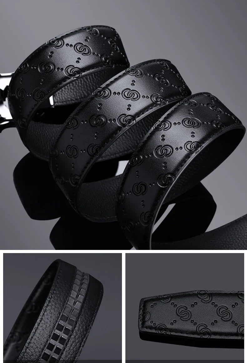 Men's high-end leather belt, automatic buckle belt, fashionable and versatile belt